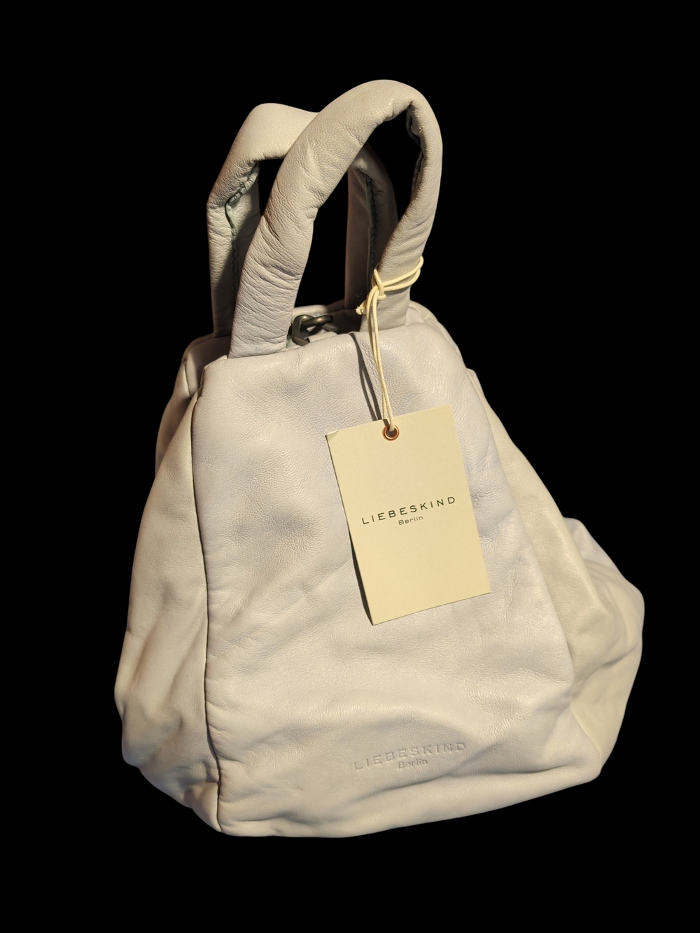NWT Liebeskind Berlin Thabala Cream Leather Convertible Tote Bag In Pale Blue